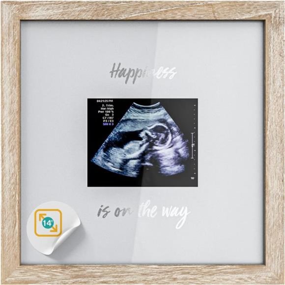 Baby Sonogram Keepsake Picture Frame, Large 10”x10” Rustic Wood  Frame - Picture 1 of 7